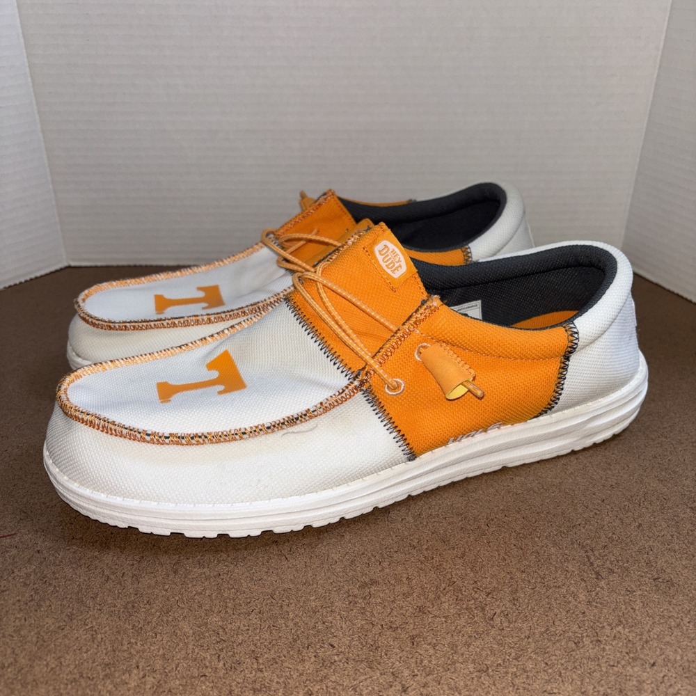 Hey Dude Wally Tri Tennessee Volunteers Vols Shoes White Orange Size M13